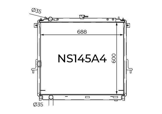 Радиатор охлаждения двигателя Gerat NS145A4 цельноалюминиевый
