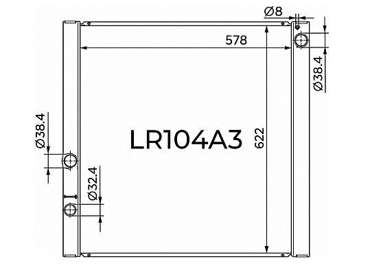 Радиатор охлаждения двигателя Gerat LR-104/3R цельноалюминиевый