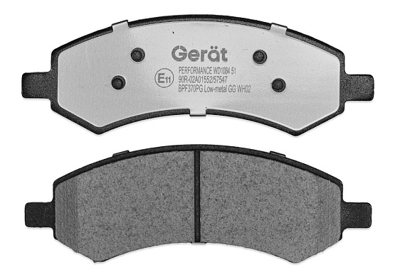 Тормозные колодки Gerat BPF370PG (передние) Low-metallic