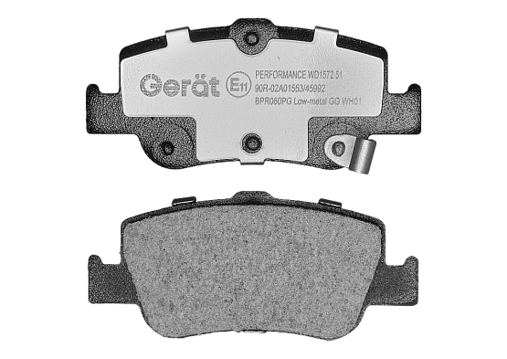 Задние тормозные колодки Gerat BPR060PG Low-metallic