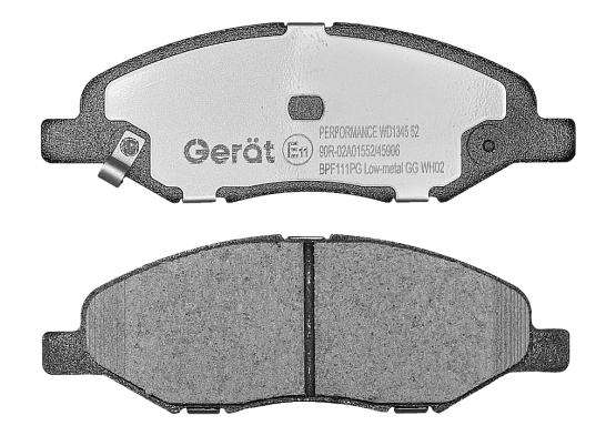 Тормозные колодки Gerat BPF111PG (передние) Low-metallic