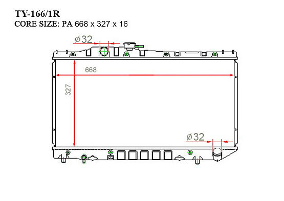Радиатор охлаждения двигателя Gerat TY-166/1R