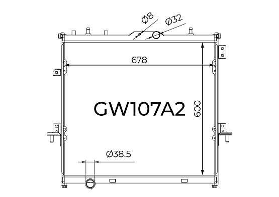 Радиатор охлаждения двигателя Gerat GW107A2 цельноалюминиевый