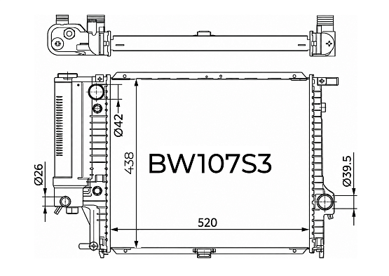 Радиатор охлаждения двигателя Gerat BW-107/3R