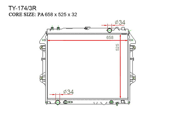 Радиатор охлаждения двигателя Gerat TY-174/3R