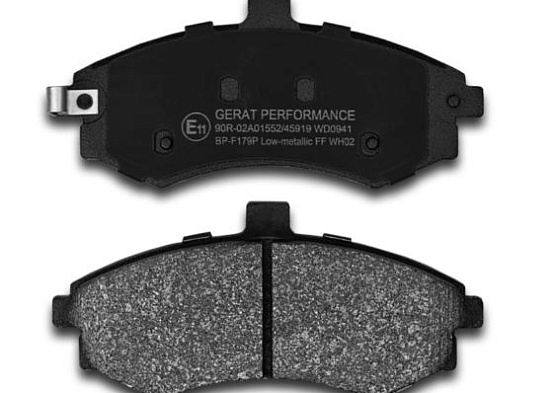 Тормозные колодки Gerat BP-F179P (передние) Low-metallic