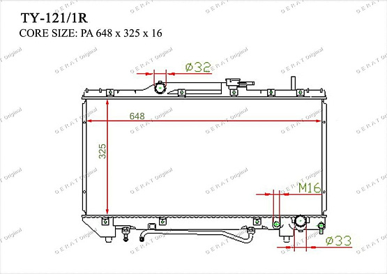 Радиатор охлаждения двигателя Gerat TY-121/1R