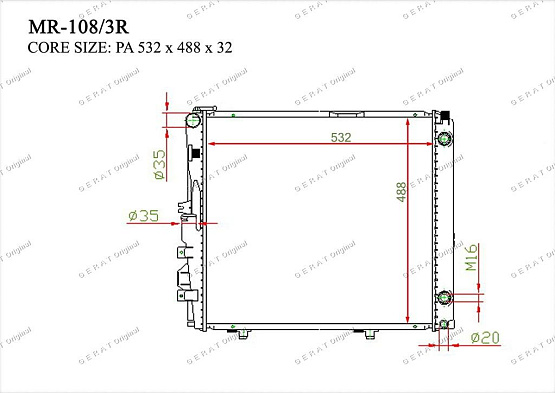 Радиатор охлаждения двигателя Gerat MR-108/3R