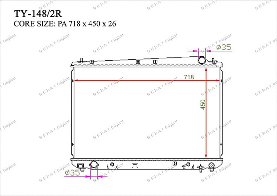Радиатор охлаждения двигателя Gerat TY-148/2R