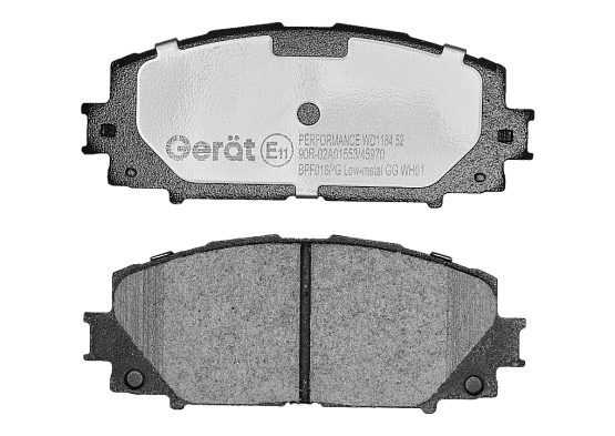 Тормозные колодки Gerat BPF016PG (передние) Low-metallic