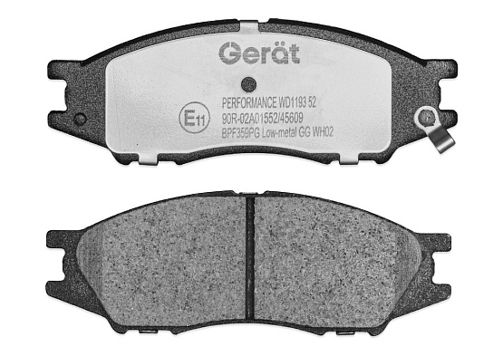 Тормозные колодки Gerat BPF359PG (передние) Low-metallic