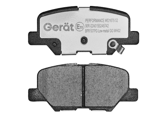 Тормозные колодки Gerat BPR107PG (задние) Low-metallic