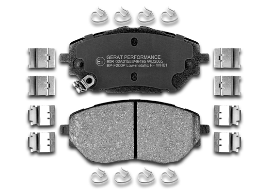 Тормозные колодки Gerat BP-F200P (передние) Low-metallic