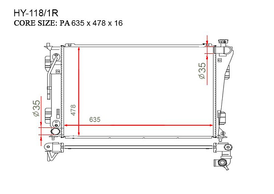 Радиатор охлаждения двигателя Gerat HY-118/1R