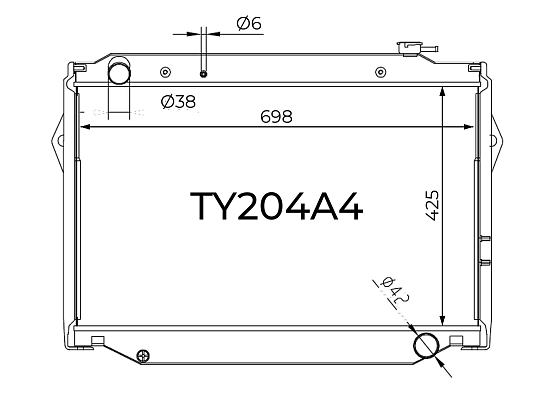 Радиатор охлаждения двигателя Gerat TY204A4 цельноалюминиевый