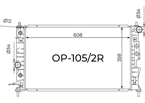Радиатор охлаждения двигателя Gerat OP-105/2R