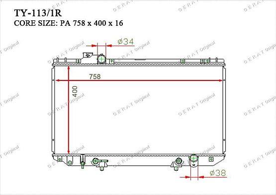 Радиатор охлаждения двигателя Gerat TY-113/1R