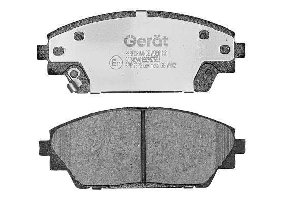 Тормозные колодки Gerat BPF178PG (передние) Low-metallic