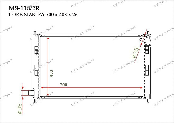 Радиатор охлаждения двигателя Gerat MS-118/2R