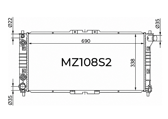Радиатор охлаждения двигателя Gerat MZ-108/2R