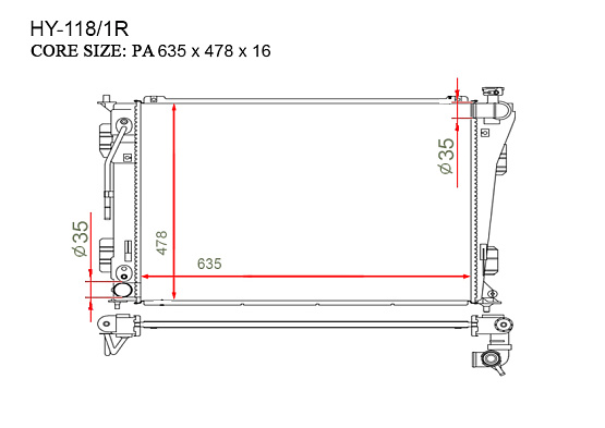 Радиатор охлаждения двигателя Gerat HY-118/1R