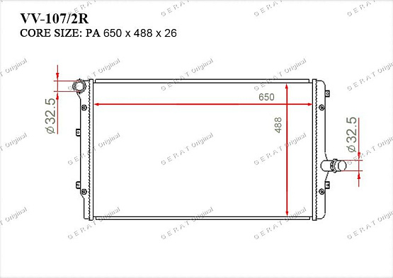 Радиатор охлаждения двигателя Gerat VV-107/2R