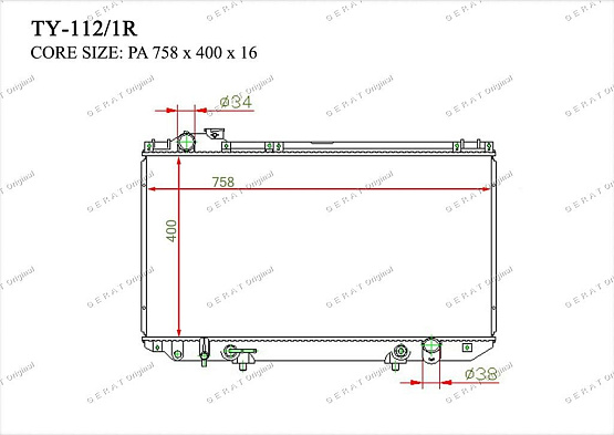 Радиатор охлаждения двигателя Gerat TY-112/1R