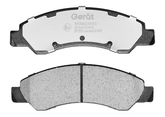 Передние тормозные колодки Gerat BPF365PG Low-metallic