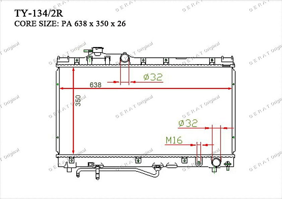 Радиатор охлаждения двигателя Gerat TY-134/2R