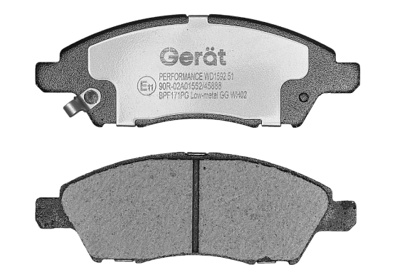 Тормозные колодки Gerat BPF171PG (передние) Low-metallic