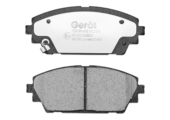 Тормозные колодки Gerat BPF378PG (передние) Low-metallic