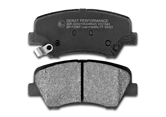Тормозные колодки Gerat BP-F206P (передние) Low-metallic