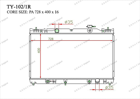 Радиатор охлаждения двигателя Gerat TY-102/1R