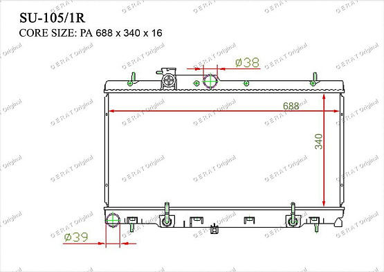 Радиатор охлаждения двигателя Gerat SU-105/1R