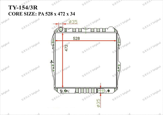 Радиатор охлаждения двигателя Gerat TY-154/3R