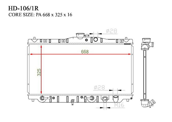 Радиатор охлаждения двигателя Gerat HD-106/1R