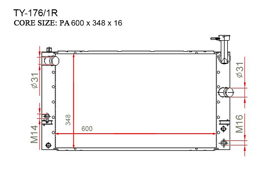 Радиатор охлаждения двигателя Gerat TY-176/1R