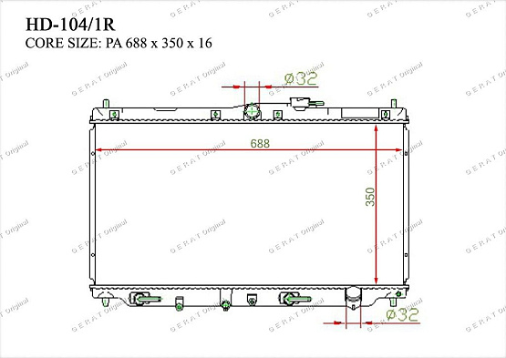 Радиатор охлаждения двигателя Gerat HD-104/1R