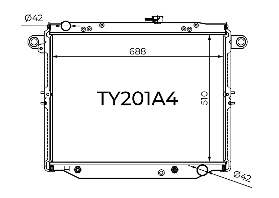 Радиатор охлаждения двигателя Gerat TY201A4 цельноалюминиевый