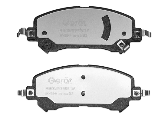 Передние тормозные колодки Gerat BPF386PG Low-metallic