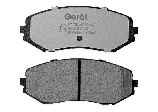 Тормозные колодки Gerat BP-F279P (передние) Low-metallic